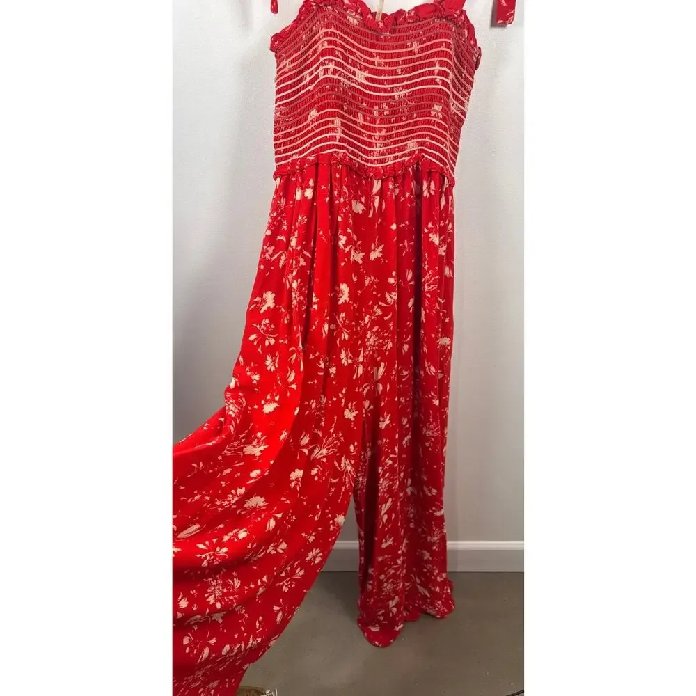 Free People Color My World Wide Leg Palazzo Pants Jumpsuit Boho - XS